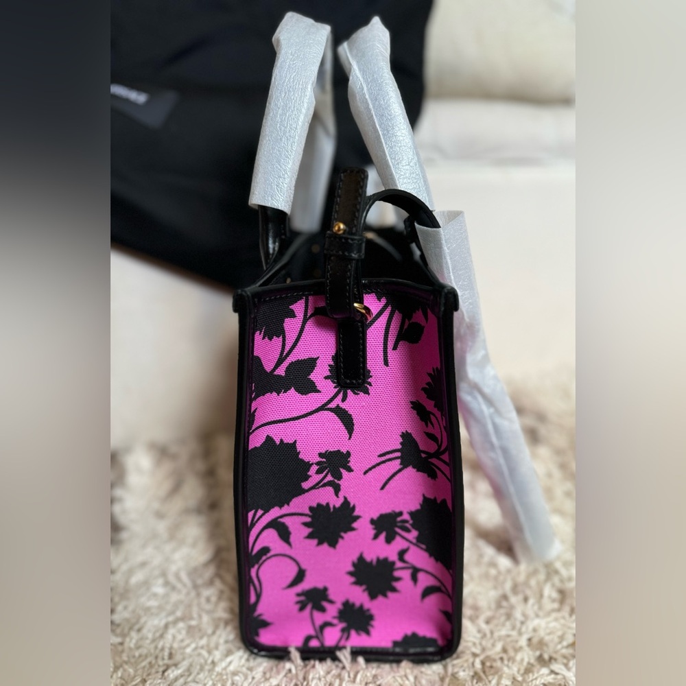 ***NIB & RARE VERSACE*** Floral Book Small Canvas Leather 2-Way Tote Bag LUXURY - Picture 3 of 15